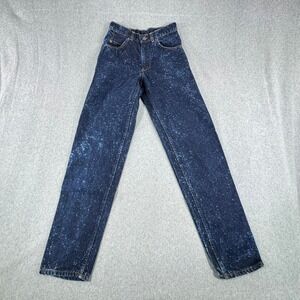 Vintage Levi's 550 Women's 29x32 Dark Indigo Splatter Wash High Rise Mom Jeans